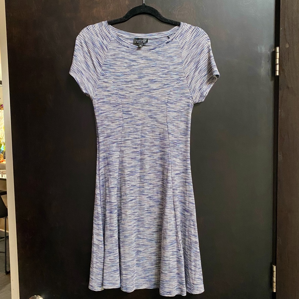 Topshop stripe blue white multicolor short sleeve dress